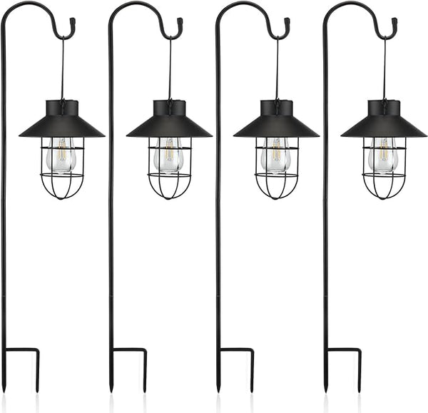 Retisee 4 Pack 31 Inch Hanging Solar Light Outdoor with Shepherd Hook Solar Lanterns Outdoor Waterproof Metal | Lumora