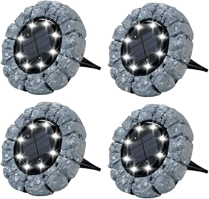 Bell+Howell Disk Lights Solar Ground Lights Stone Dark Gray -Upgraded Wireless Solar Garden - Outdoor Path Light | Lumora
