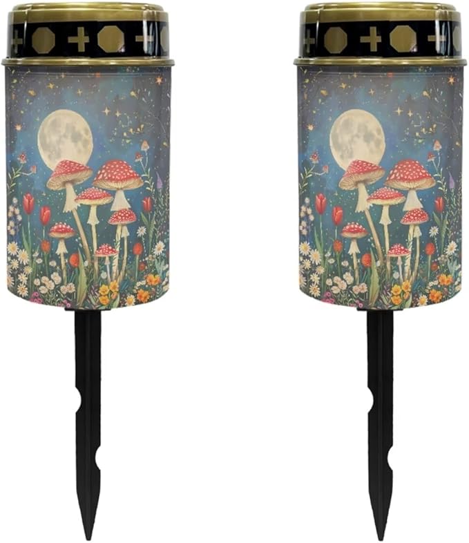 Mushroom Moon Solar Powered Garden Lights Pathway Solar Lights Outdoor LED Solar Light Bright Solar Yard Lights Waterproof Garden Lights for Walkway