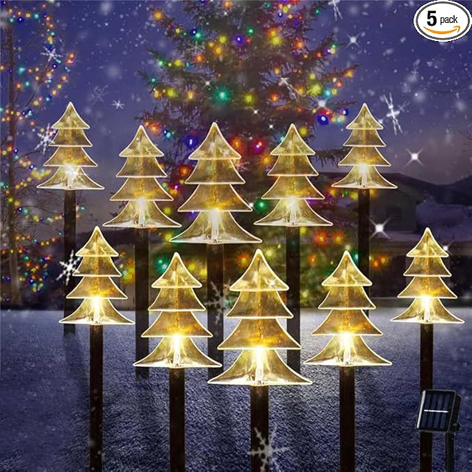 Outdoor Christmas Decorations, Solar Xmas Pathway Lights, Set of 10 Waterproof Landscape Christmas Lights, LED Lamp | Lumora