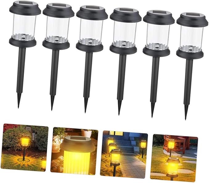 LIFKOME 6pcs Solar Energy Ground Plug Landscape Lights Solar Lawn Lamp for Outdoor Garden Pathway Decoration