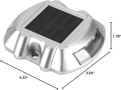 Solar Deck Lights, 3 Pack Pathway Lights Solar Powered Aluminum Stair Lights Driveway Lights Solar Step Lights for Outside Driveway Garden Pathway (White Flash)