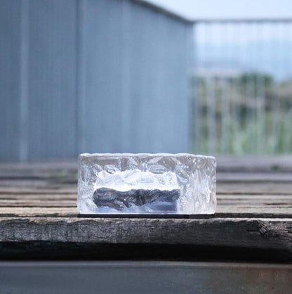 Solar Glass Brick Lights, LED Brick Lights for Garden Landscape Path, Ice Cube Rocks Solar Lamp,White