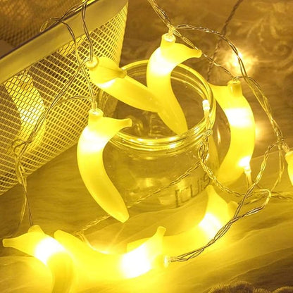 Fruit String Lights Battery Powered Indoor Outdoor Lighting Lamp Strawberry/Grape/Watermelon/Lemon/Banana for Wedding Home Birthday Garden Yard Patio Party Decorations (Banana)