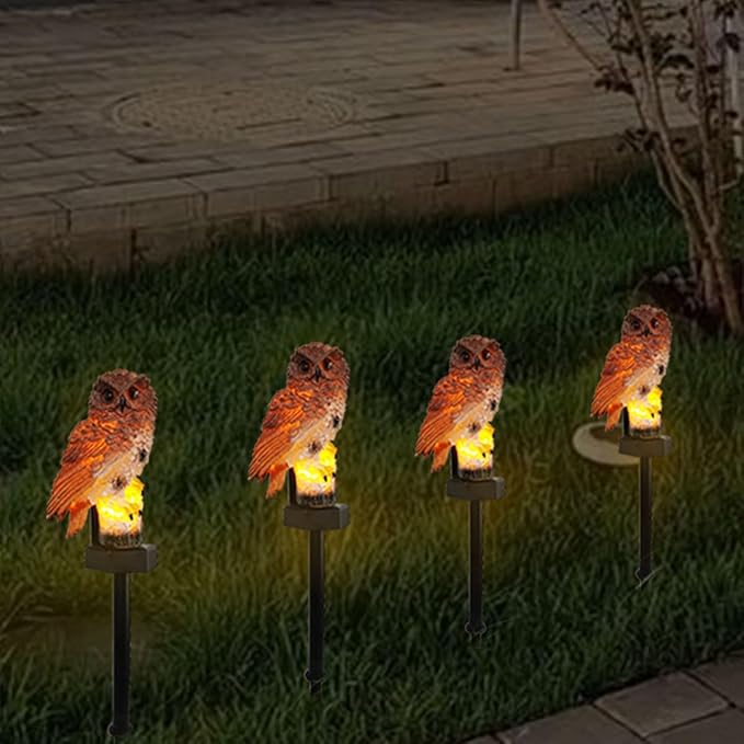 2 Packs Outdoor LED Owl Ground Plug-in Lawn Lamps, Solar Garden Stake Light, Courtyard Ground Solar Energy | Lumora