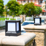 Modern Solar Pathway Lights Minimalist Minimalist Pillar Lamp Fixture with Square Acrylic Shade Garden Solar Lamp | Lumora