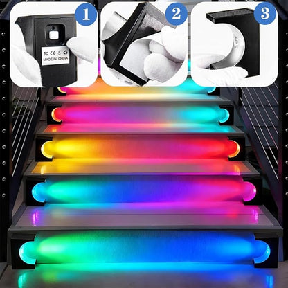 Solar Step Lights 8 Pack, Stair Lights Outdoor Waterproof, LED Step for Outside, Outdoor Solar Powered Step Lighting for Patio Decor, Deck, Porch, Front Door, Walkway (RGB Color Changing)