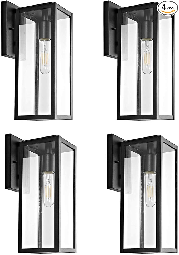 Bestshared Outdoor Wall Sconce Lights,Exterior Wall Lighting Fixtures with Clear Glass, Anti-Rust Modern Black | Lumora