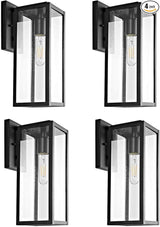 Bestshared Outdoor Wall Sconce Lights,Exterior Wall Lighting Fixtures with Clear Glass, Anti-Rust Modern Black | Lumora