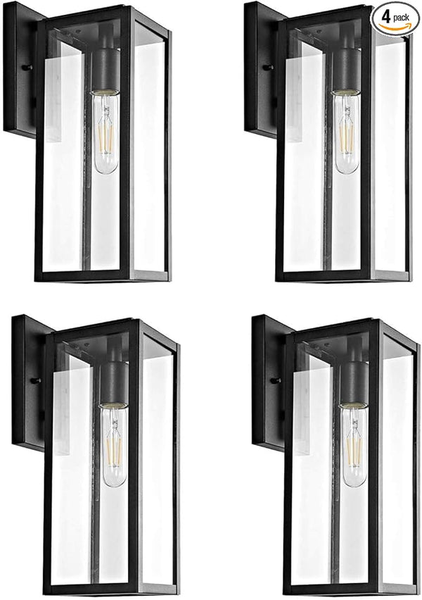 Bestshared Outdoor Wall Sconce Lights,Exterior Wall Lighting Fixtures with Clear Glass, Anti-Rust Modern Black | Lumora