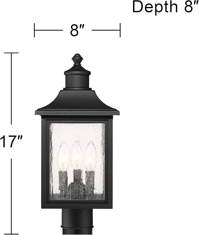 John Timberland Moray Bay Mission Outdoor Post Light Fixture Style Black Steel 17" Clear Seedy Glass for Exterior | Lumora