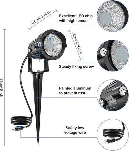 Christmas RGBW Outdoor Spotlights for Yard, 10W Color Changing Landscape Lights with Remote Control 120V LED Landscape Lighting Waterproof Spotlight with Plug Tree Garden Path Decoration(1Pack)