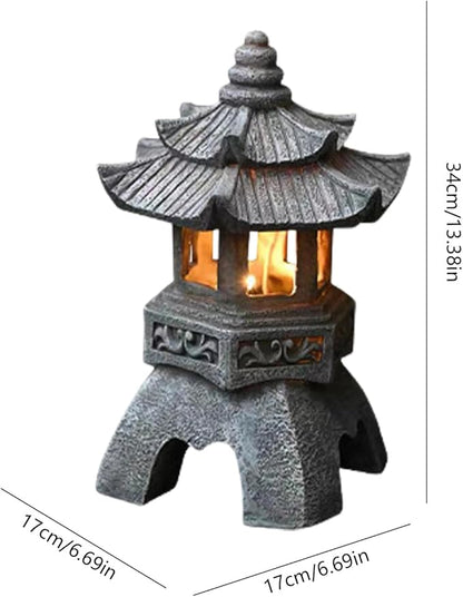 Garden Statues Outdoor, Solar Garden Statues, Palace Lamp Solar Powered Zen Lantern, Solar Yard Decorations for Outside Patio, Garden, Lawn (B)