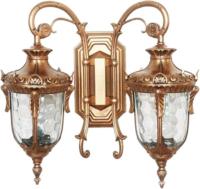 European Outdoor Waterproof Wall Sconce,Double Head Retro Corridor Balcony Led Exterior Lamp, American Villa Entrance Patio Mounted