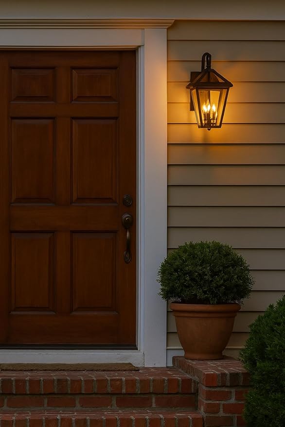 Hinkley Alford Place 2560MB-LL Medium Outdoor LED Wall Mount Lantern - Die Cast Aluminum Frame, Sealed Clear Glass, Dimmable - Museum Black