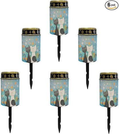 Cartoon Cat Solar Lights Outdoor Solar Garden Stake Lights Outdoor Powered Landscape Lighting Warm White LED Solar Lantern Solar Fairy Lights for Outside,Wall Light Auto On/Off