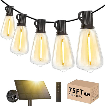 Svater G40 120FT Patio Lights + 75FT ST38 Solar String Lights Outdoor with Remote
