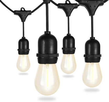 LOKATSE HOME 54 Ft Outdoor String Lights 15+1 Spare Shatterproof S14 Bulbs LED Edison Vintage Style UL Listed Connectable Hanging