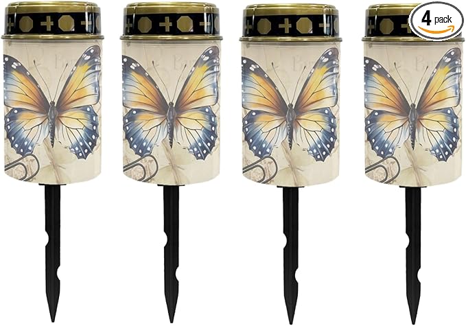 Butterfly Solar Garden Lights Outdoor Solar Walkway Lights Pathway Lights Waterproof Solar Lantern Landscape Lights,Butterfly Decorations LED Solar Lantern-Warm White,Yellow