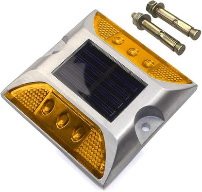 Aluminum Solar 6-LED Deck Dock Lights Step Road Path Lamp Waterproof Security Warning Driveway for Outdoor Fence Pool Patio Yard Home Pathway Stairs Garden (Yellow)