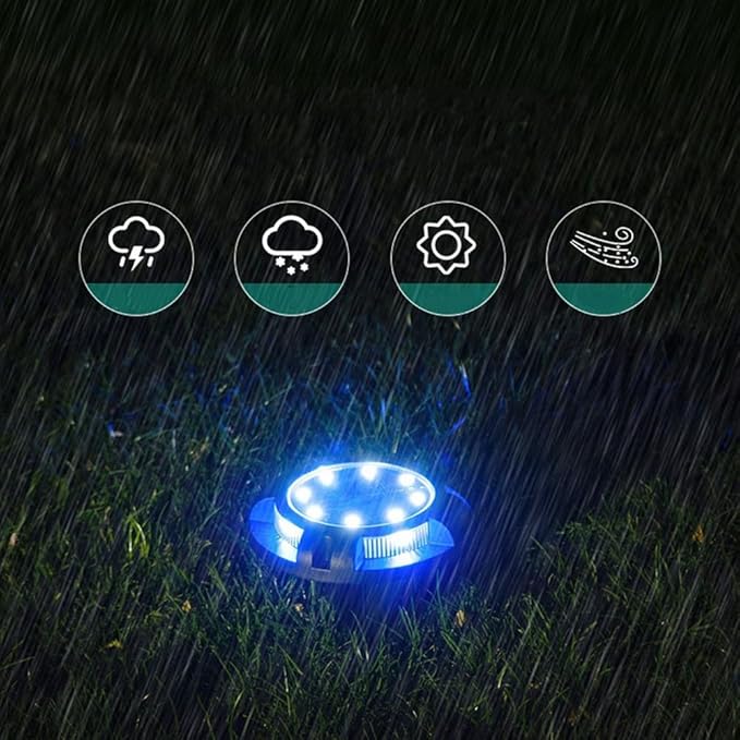 4 Packs Solar Lights Outdoor Garden Ground Lights IP44 Waterproof Solar Powered Pathway Deck Light for Lawn Walkway Yard (Warm 8Leds+Warm 4Leds)