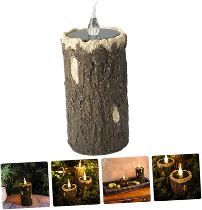 Solar Pathway Light Easy Install Wood Grain Lamp Decorative Landscape Light for Garden