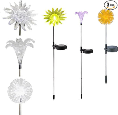 Outdoor Solar Powered LED Garden Lights Landscape Lighting Waterproof Multicolor Color Changing Stake Light for Patio Yard Pathway Flowerbed Lawn Christmas Decoration Figurine Dandelion Lily Sunflower