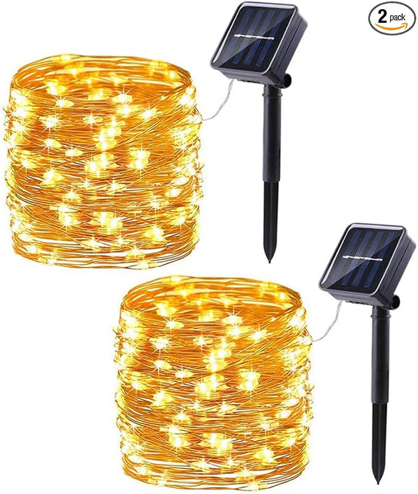 Lomotech Solar String Lights Outdoor - 2 Pack Total 66ft 200LED Solar Fairy Lights Waterproof 8 Modes Twinkle | Lumora