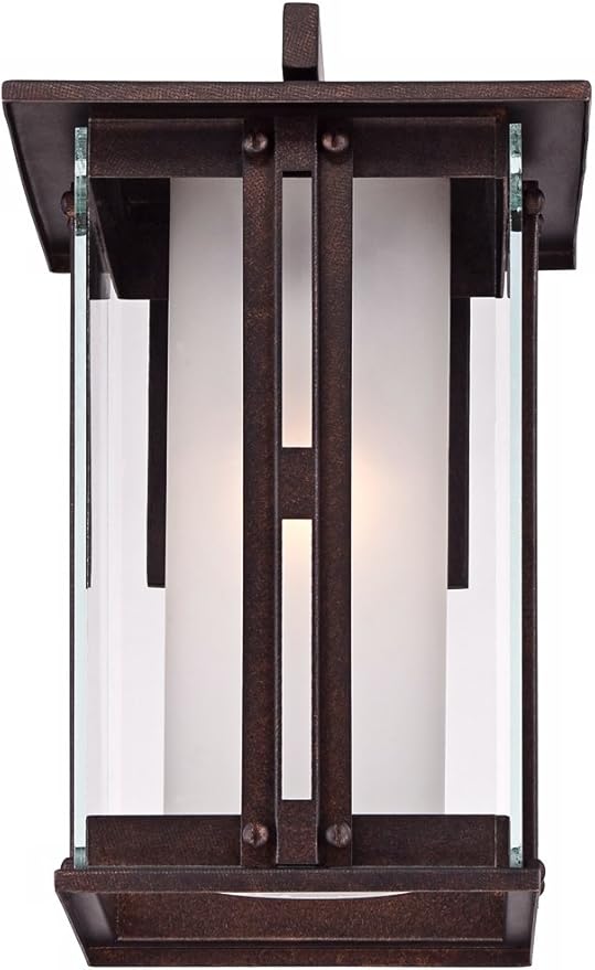 Franklin Iron Works Fallbrook Rustic Farmhouse Mission Outdoor Wall Light Fixture Bronze 13" Clear Frosted Glass Shades for Exterior Barn Deck House Porch Yard Patio Outside Garage Front Door