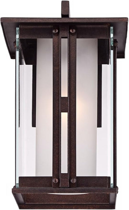 Franklin Iron Works Fallbrook Rustic Farmhouse Mission Outdoor Wall Light Fixture Bronze 13" Clear Frosted Glass Shades for Exterior Barn Deck House Porch Yard Patio Outside Garage Front Door