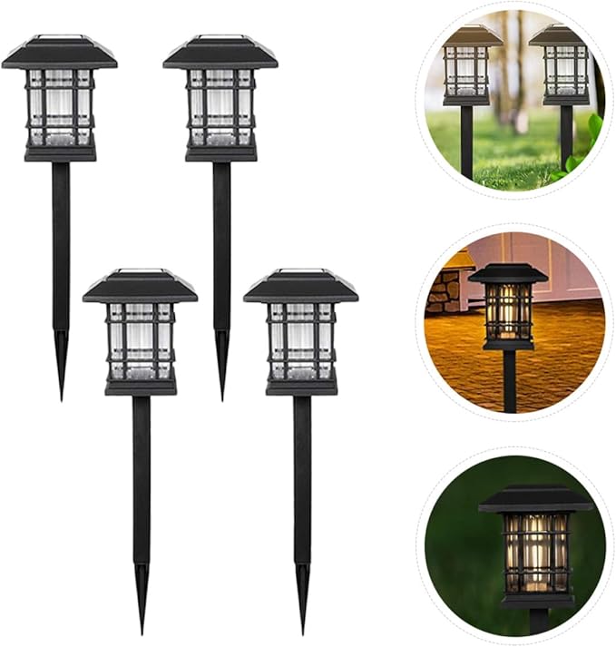 Solar Pathway Lights 4pcs Waterproof Outdoor Solar Lawn Garden Lamps Warm White LED for Driveway Patio Yard and Walkway