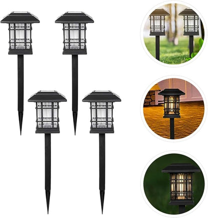 Solar Pathway Lights 4pcs Waterproof Outdoor Solar Lawn Garden Lamps Warm White LED for Driveway Patio Yard and Walkway