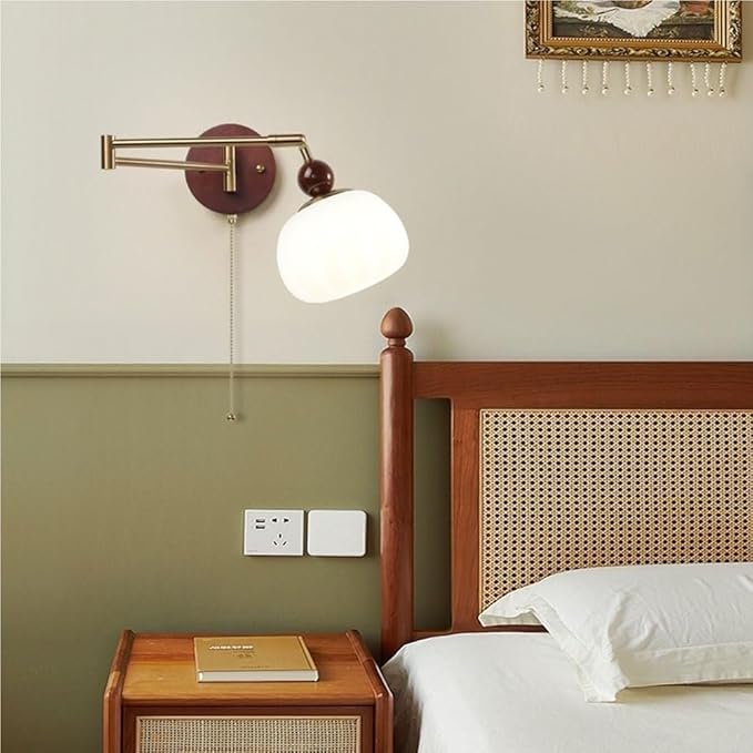 Plug-in Wall Sconce, Mid Century Swing Arm Lamp, Vintage Light with Pull Chain, Farmhouse Mount Light(Pull Chain)