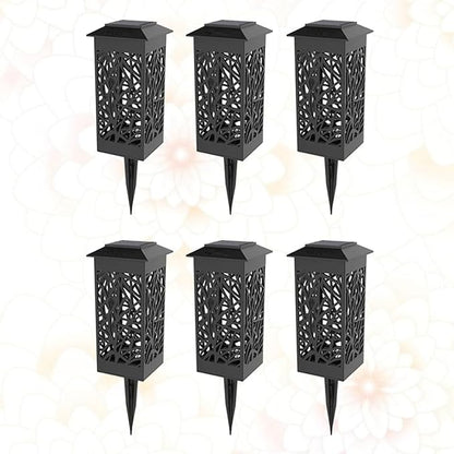 6pcs Solar Hollow-Out Ground Plug Lights Waterproof Garden Solar Path Lights Warm White for Outdoor Lawn Landscape