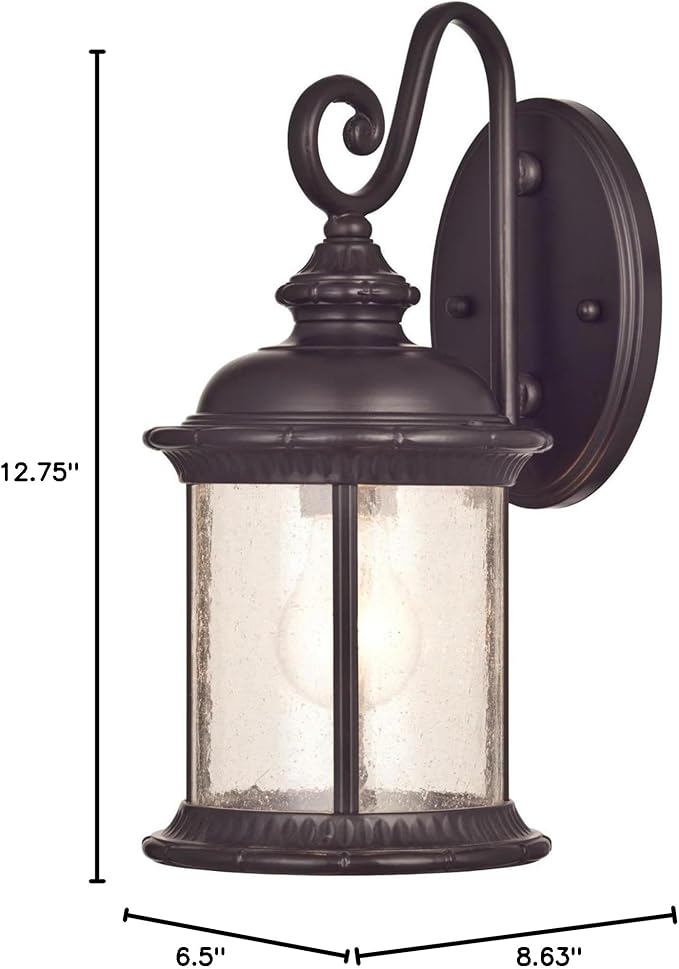 Westinghouse 6230600 New Haven One-Light Exterior Wall Lantern on Steel with Clear Seeded Glass, Black,Oil Rubbed Bronze Finish, (1 Pack)
