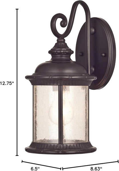 Westinghouse 6230600 New Haven One-Light Exterior Wall Lantern on Steel with Clear Seeded Glass, Black,Oil Rubbed Bronze Finish, (1 Pack)