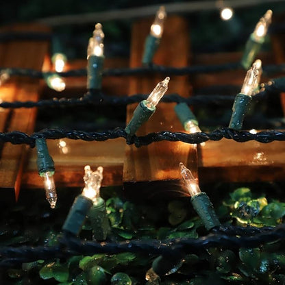 LAMPHOME Clear Christmas String Lights 150 Count 31.9Ft Incandescent Bulb Mini Lights for Indoor Outdoor Xmas Tree Garland Birthday Wedding Party Festival Decoration, Green Wire