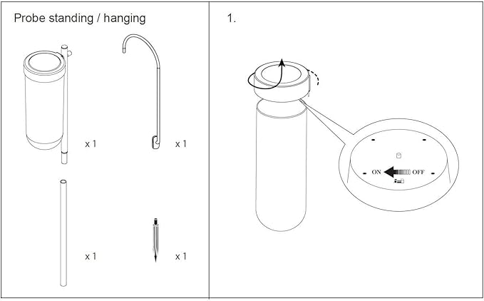 Mooni Solar Garden Lighting - Solar Probe Path Light - Set of Two (2) Lights - one Ground Lamp & one Hanging Lamp