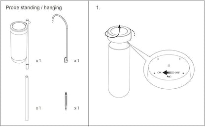 Mooni Solar Garden Lighting - Solar Probe Path Light - Set of Two (2) Lights - one Ground Lamp & one Hanging Lamp