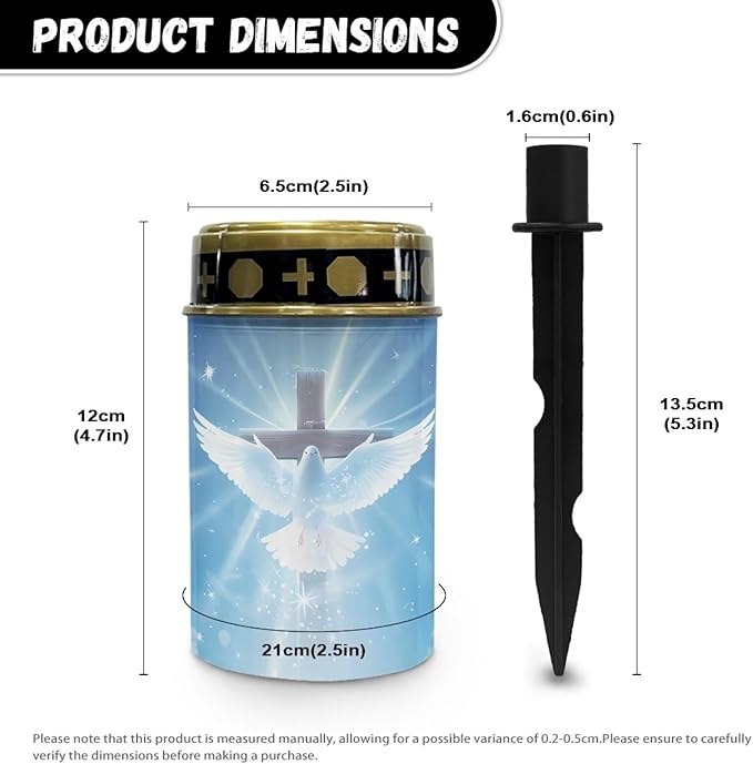 Poceacles Cross Outdoor Solar Lights - Waterproof Grave Stake Lights - Solar Powered Lanterns - Blue Dove of Peace | Lumora