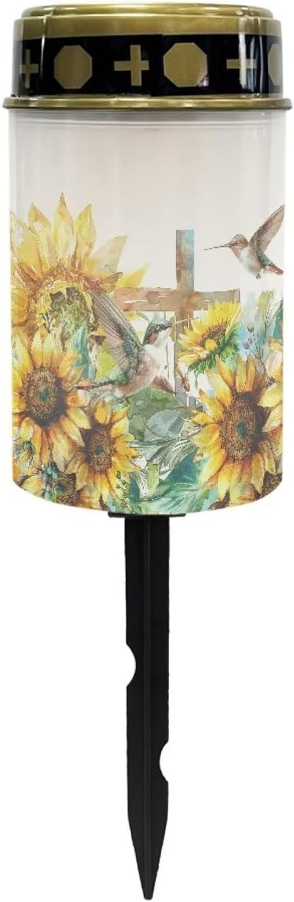 Cross Hummingbird Sunflower Solar Garden Lights Easy to Install Convenient to Use Outdoor Cemetery Decorative Solar Lights Practical Landscape Solar Lights Suitable for Holiday Decor