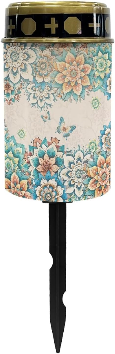 Boho Floral Butterfly Solar Lights for Grave Solar Garden Light Night Light Book Light Landscape Path Light Home Decor Solar Light for Yard Patio Spotlight Driveway
