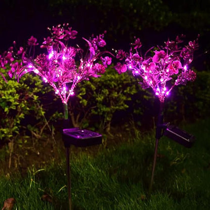 Aolyty Solar Outdoor Garden Decorative Lights, 2 Pack Powered Phalaenopsis Flowers Waterproof IP65 In-Ground Lights for Garden, Yard, Patio, Lawn Decor