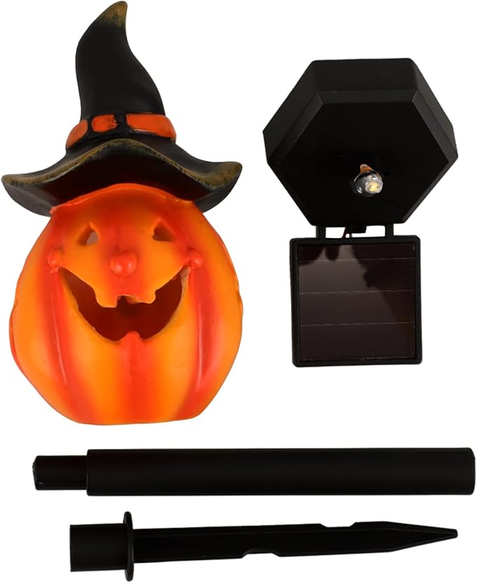 PRETYZOOM Halloween Solar Lantern Pumpkin Light for Garden Decor Pathway Stake Lamp Unique Design for Outdoor Halloween Party and Decoration