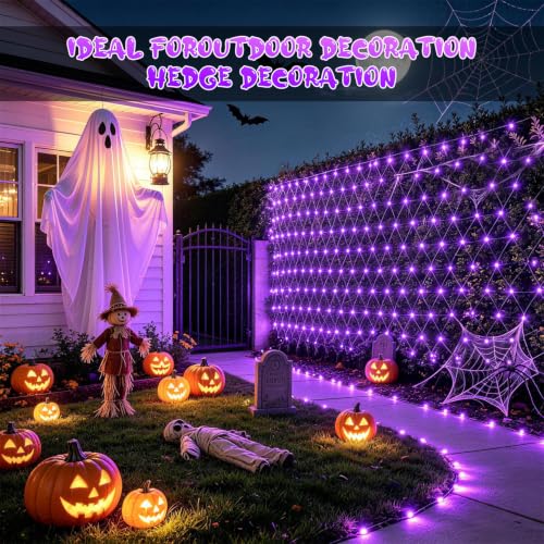 JMEXSUSS 200 LED Purple Net Lights for Halloween, 9.8ft x 6.6ft, Plug in
