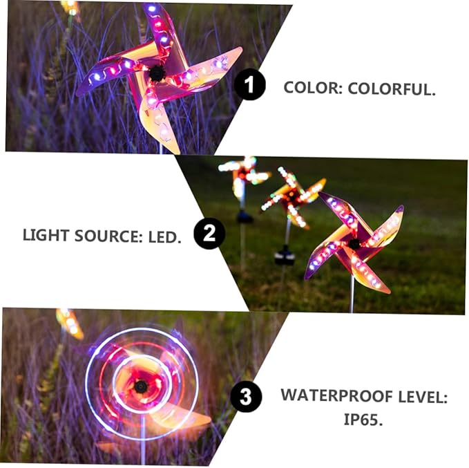 BESPORTBLE Solar Windmill Lawn Light 2pcs Outdoor Decorative Solar Path Light LED for Garden and Courtyard Ground | Lumora