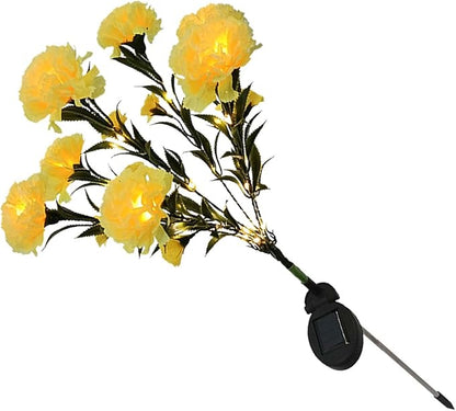 ZJchao Solar Flower Lights LED Carnation Shaped Decorative Light Outdoor Garden Yard Lawn (Yellow)