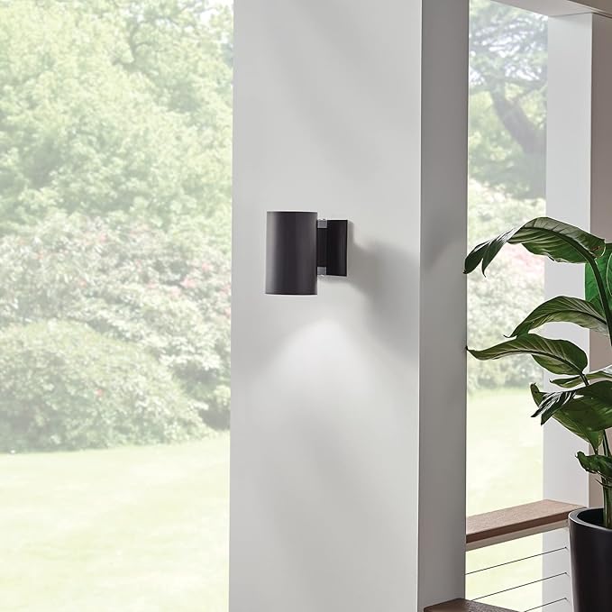 Kichler Cylinders 7" Outdoor Wall Sconce in a Black, 1-Light Exterior Wall Light, Cylinder Fixture, (7" H x 5" W) | Lumora