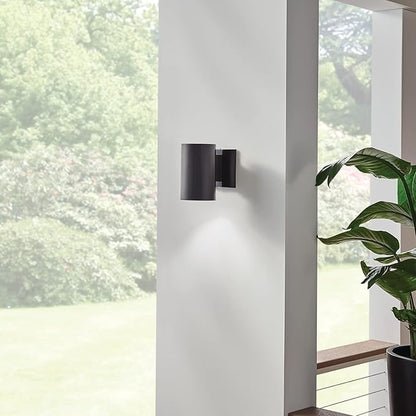 Kichler Cylinders 7" Outdoor Wall Sconce in a Black, 1-Light Exterior Wall Light, Cylinder Fixture, (7" H x 5" W), 9234BK (Pack of 2)