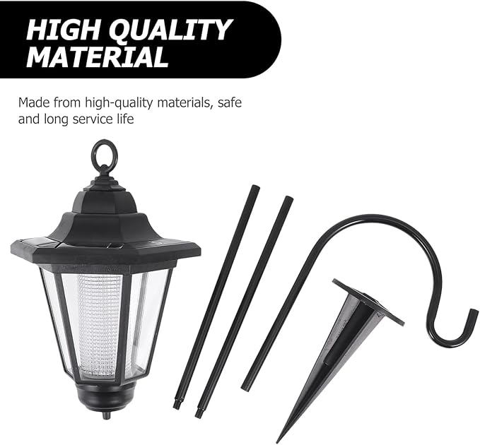 Solar Powered Vintage Hexagonal Lawn Light Waterproof Garden Pathway Lamp with Warm Yellow Glow for Outdoor Patio and Courtyard Decoration
